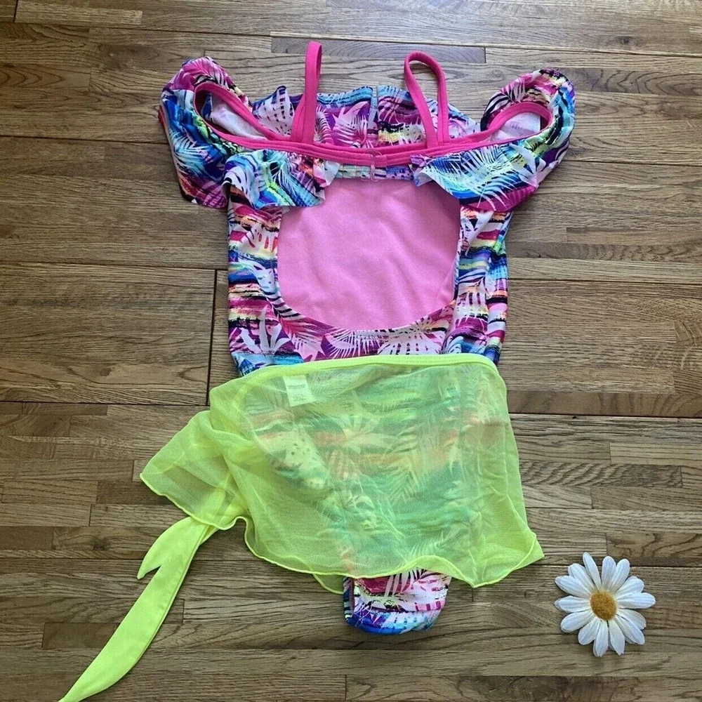 Wonder Nation Multi Color One‎ Piece Swim Suit And Wrap Size 6/6x - Picture 8 of 8